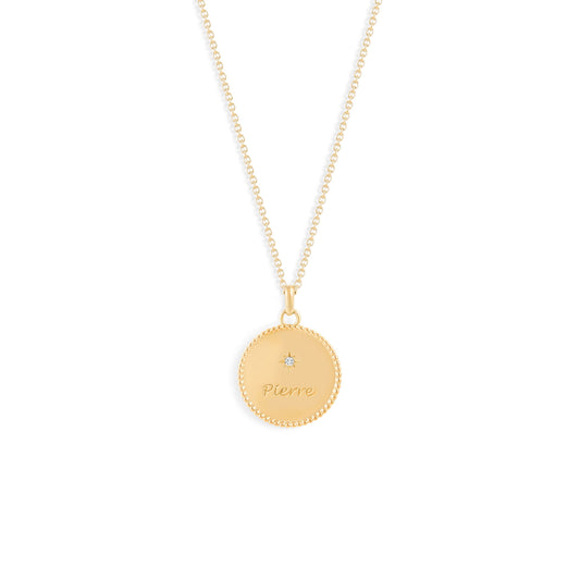 Médaille My Poinçon 22 perles d'or ronde - Or 18 carats