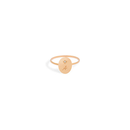 Oval yellow gold 18 carats ring with delicate flower engraving, fine bijoux design. - Bague Forget me not