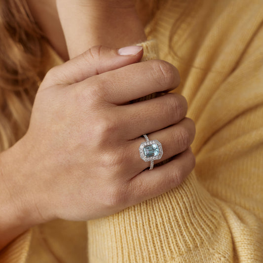 Bague Art Déco - Aigue-marine