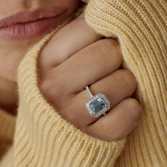Bague Art Déco - Aigue-marine