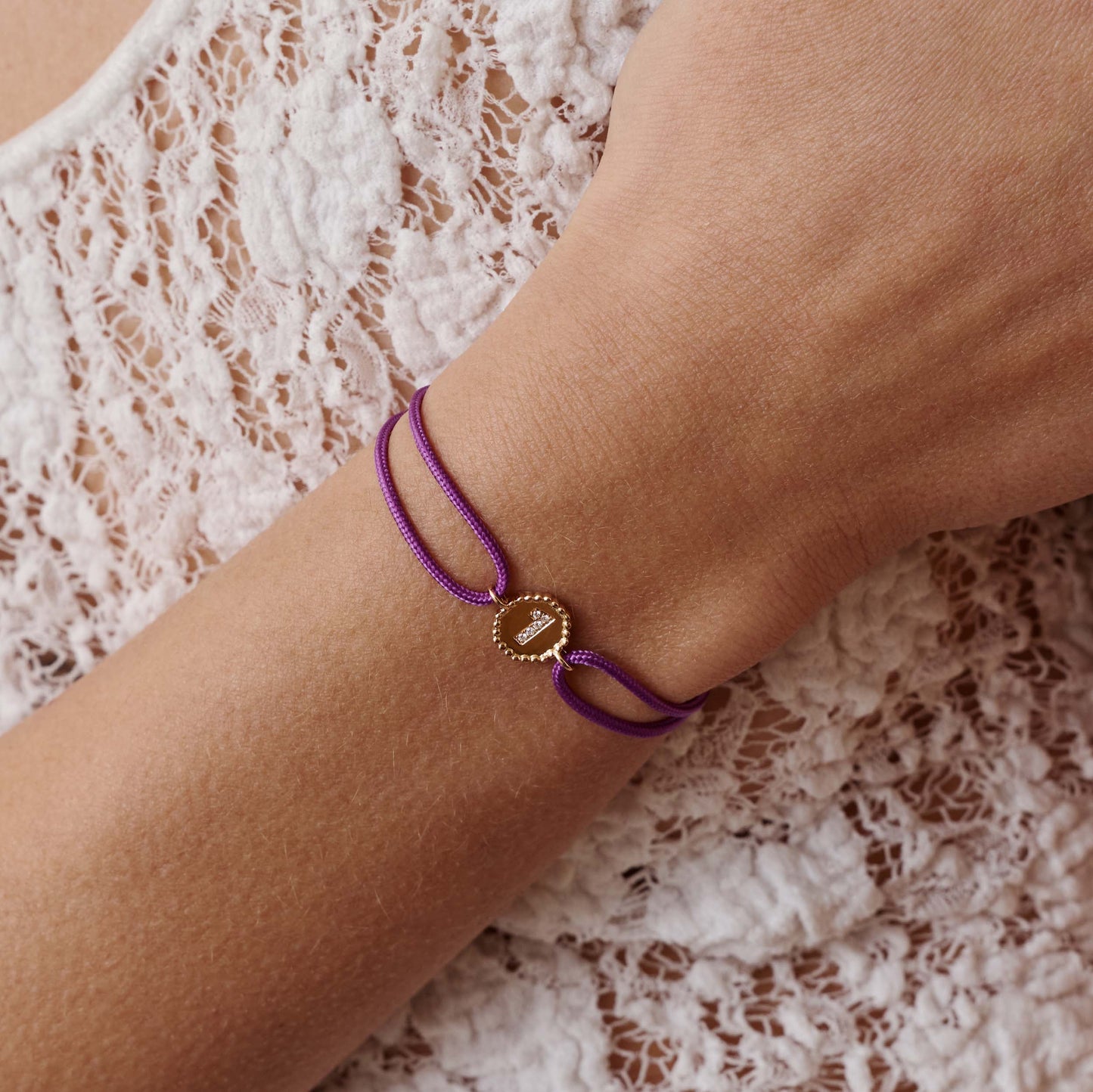 Bracelet cordon Numérologie perles d'or