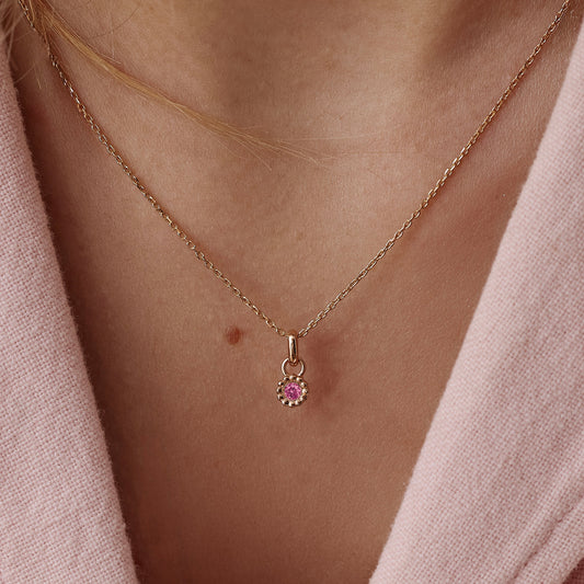 Pendentif Marguerite Saphir rose