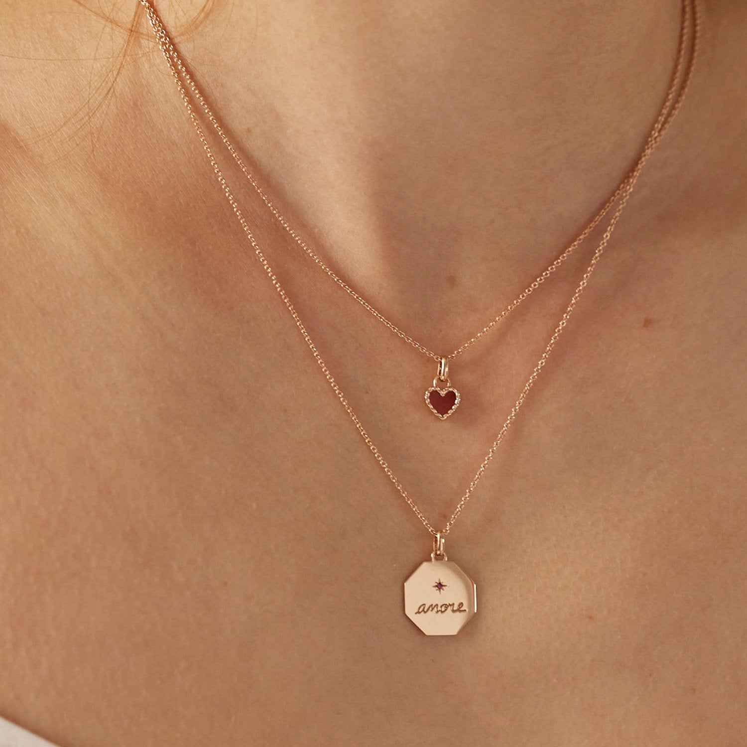 Pendentif Nuances coeur cornaline - Or rose 18 carats