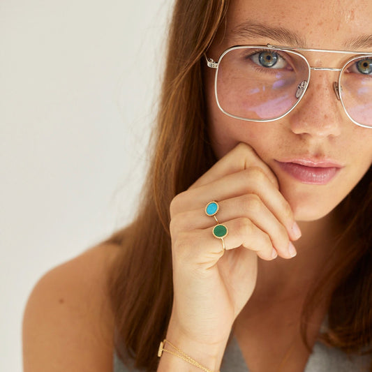 Bague Nuances malachite - Or 18 carats