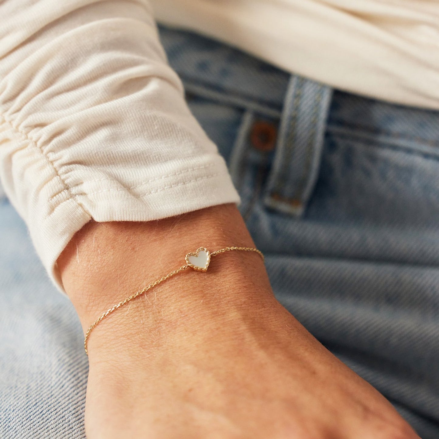 Bracelet Nuances Coeur nacre - Or jaune 18 carats