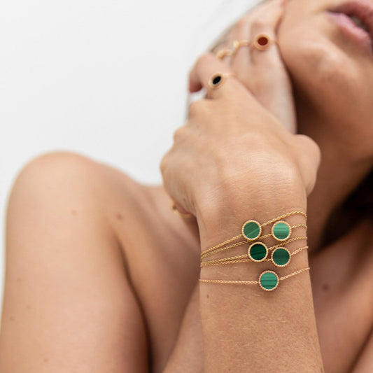 Bracelet Nuances malachite - Or jaune 18 carats