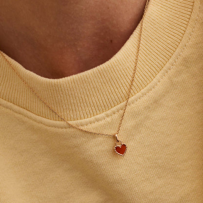 Pendentif Nuances coeur cornaline - Or rose 18 carats