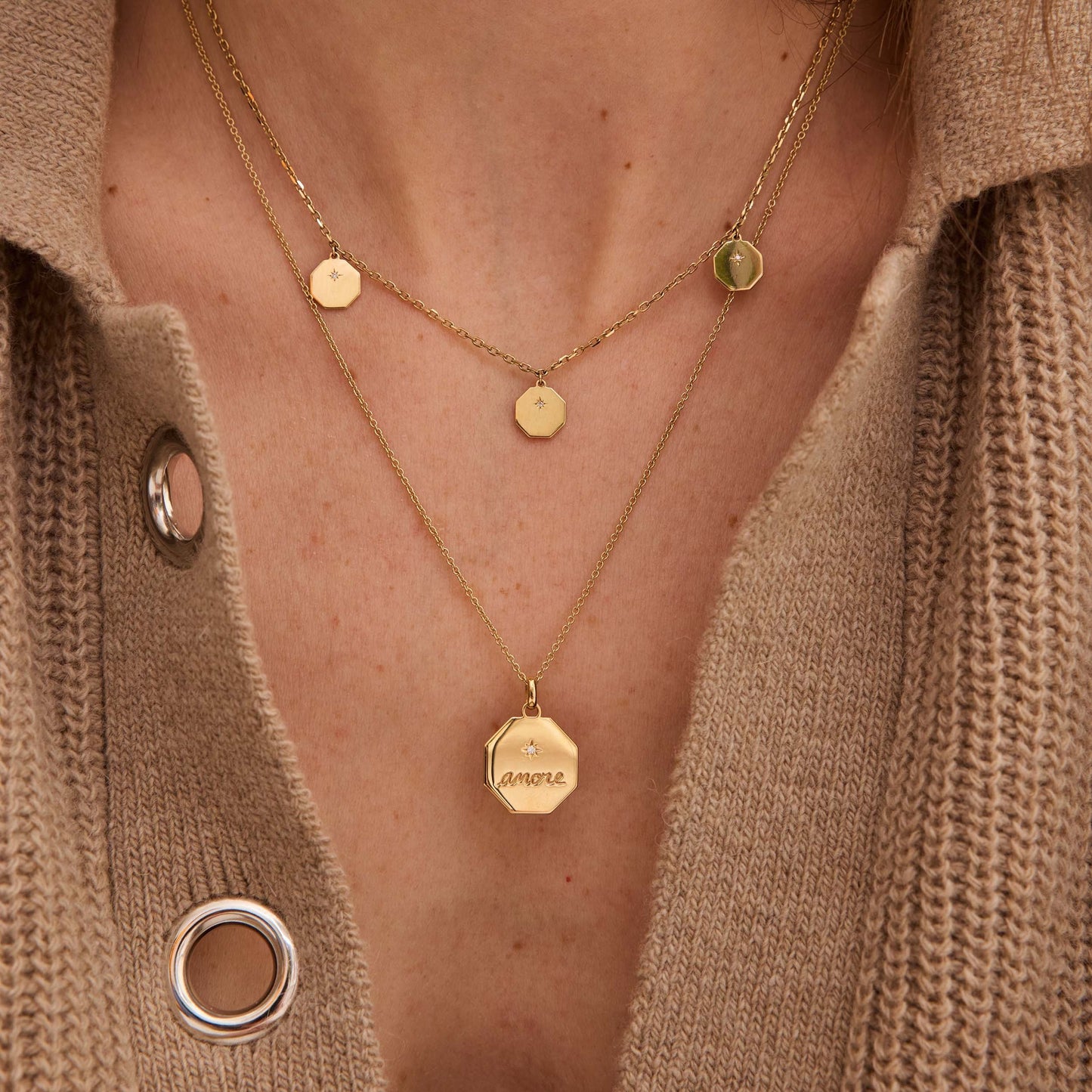 Médaille Amore - Or 18 carats et diamant