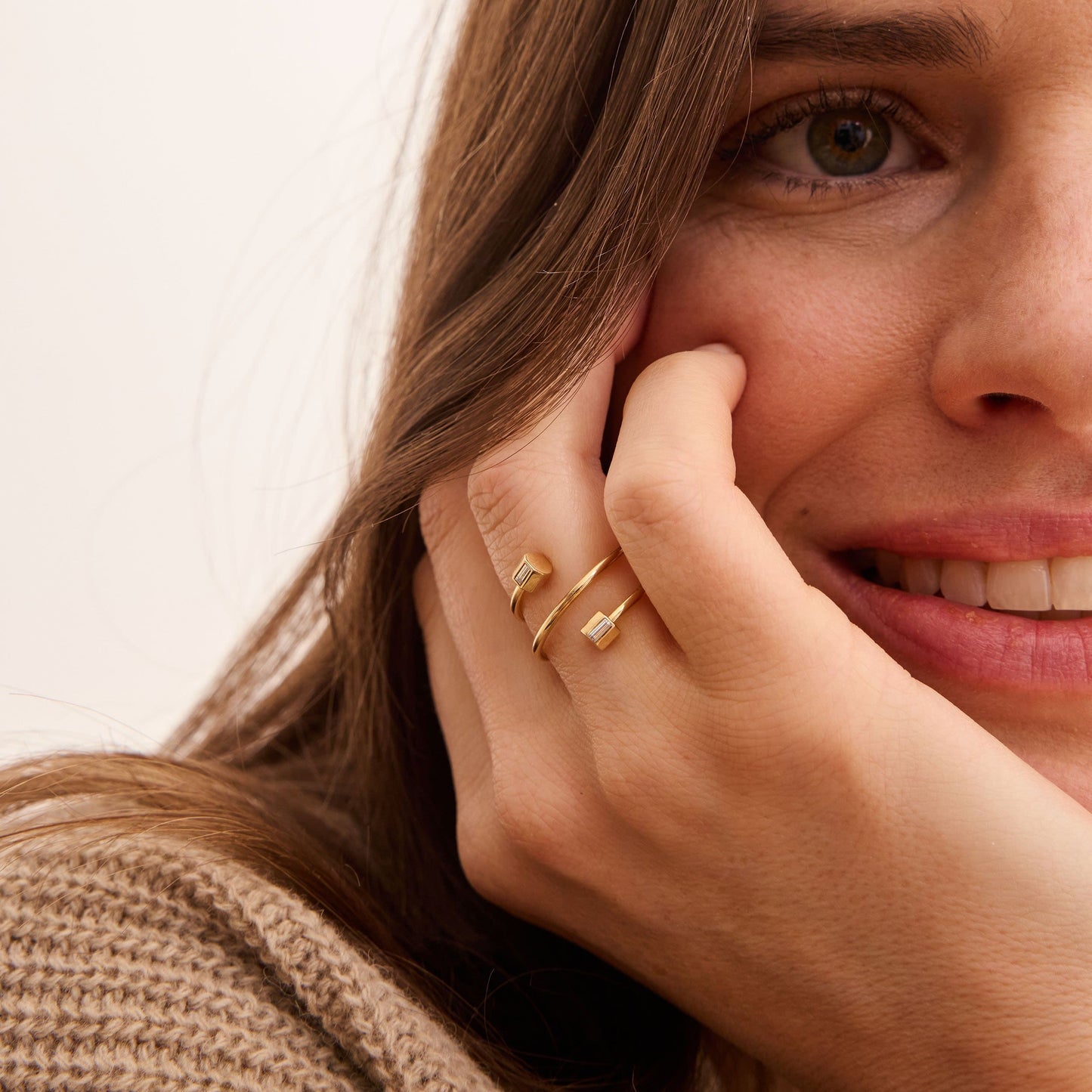 Bague P 22 Double Tour - Or 18 carats et diamants baguettes