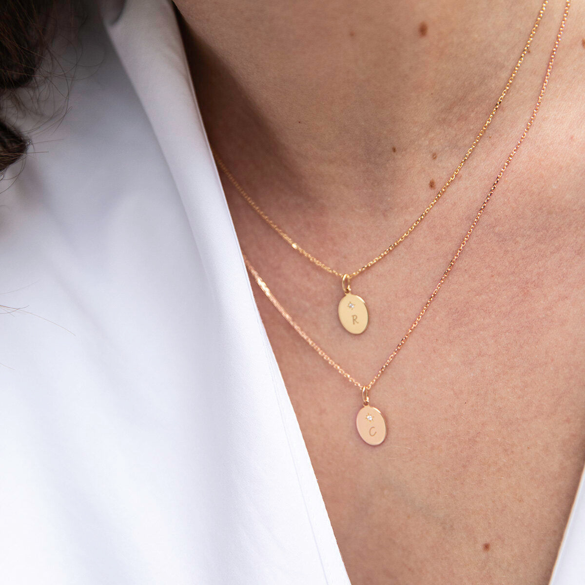 Médaille Forget me not - Or 18 carats et diamant