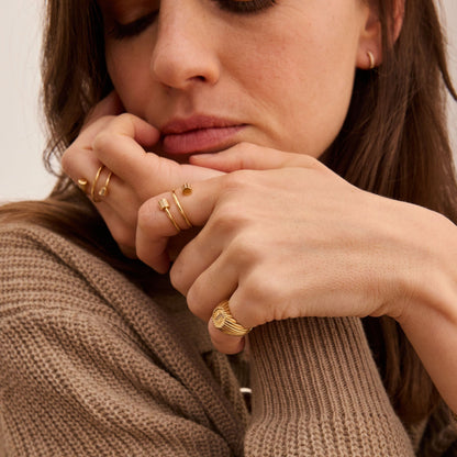 Chevalière Alphabet perles d'or - Or 18 carats  et diamants