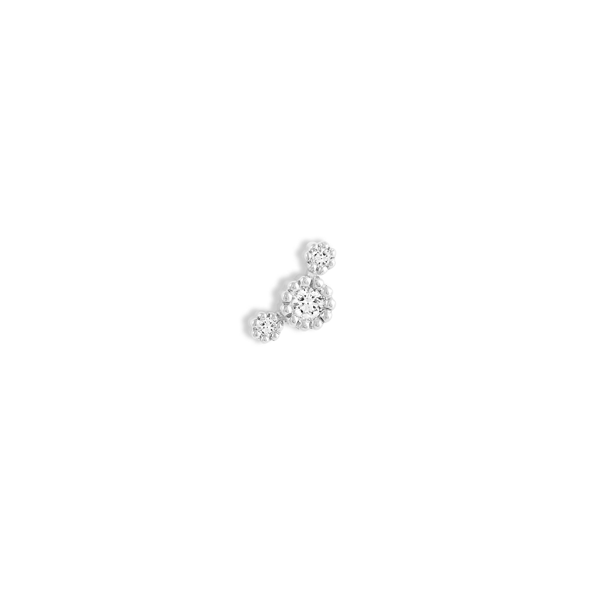 Puce d'oreille Marguerite Trio - Or 18 carats et diamant