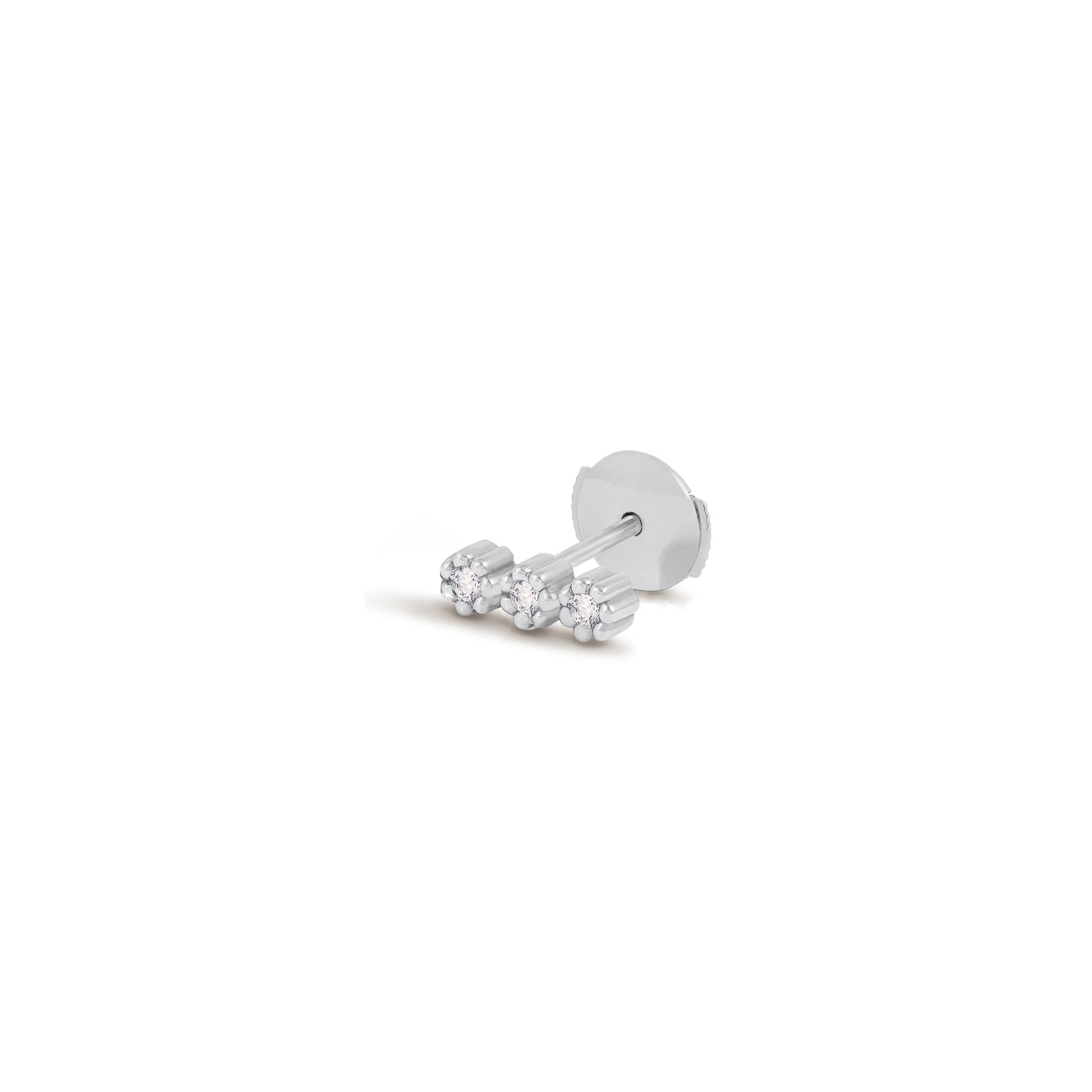 Puce d'oreille barrette Mini Marguerite - Or 18 carats et 3 diamants