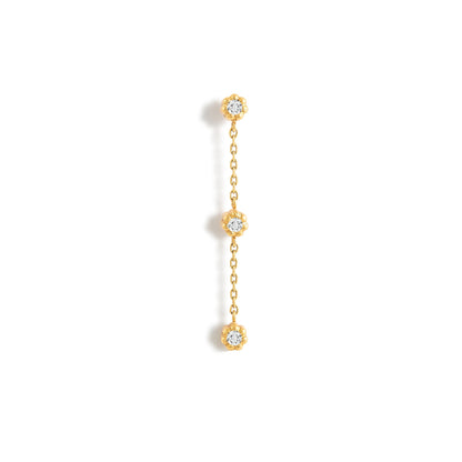 Boucle d'oreille pendante Mini Marguerite - Or 18 carats et diamants